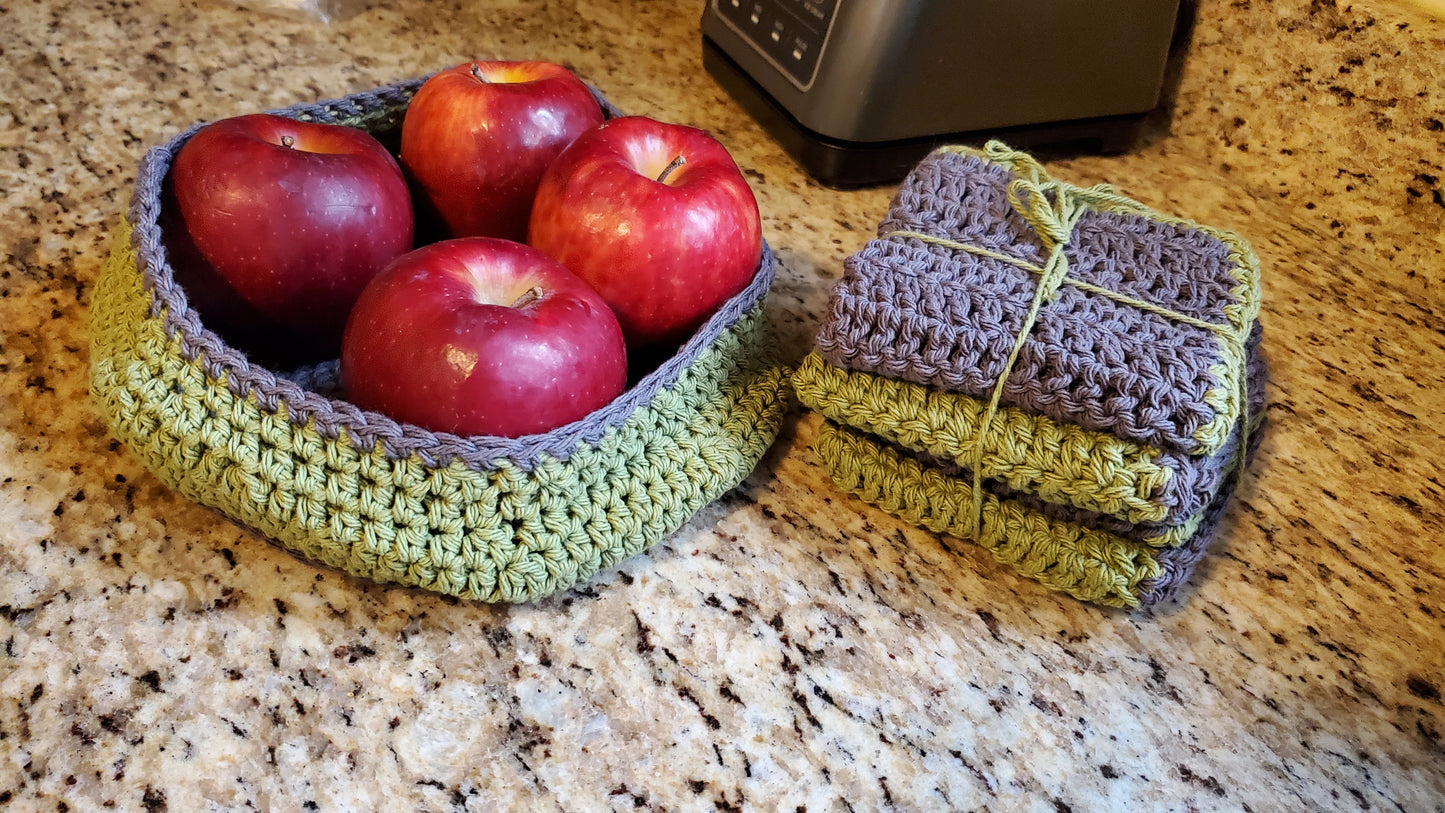 Blue Purple and White Fruit Bowl Set