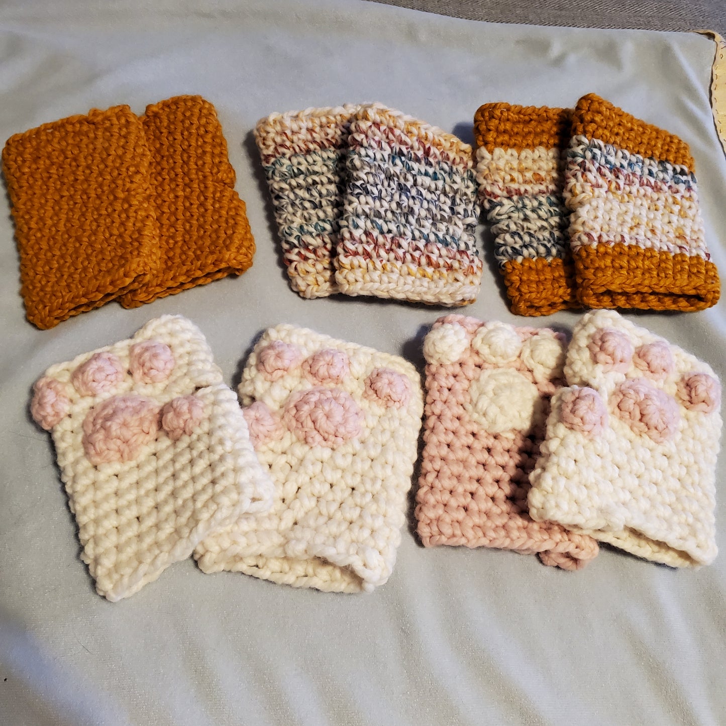 Woolease Fingerless Gloves (Gold Colorful)