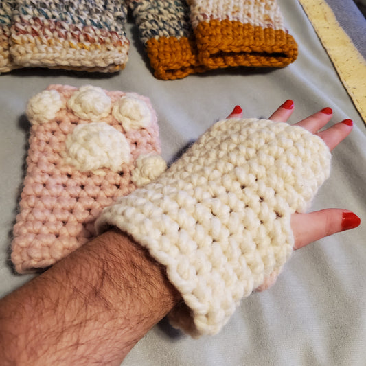 Woolease Fingerless Gloves ( Pink Cat Paws )