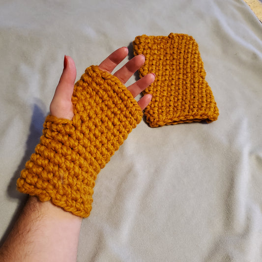 Woolease Fingerless Gloves ( Gold )