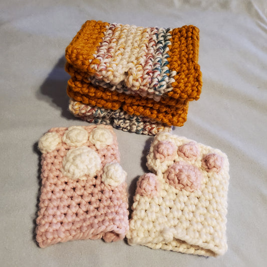 Woolease Fingerless Gloves ( Pink Cat Paws )