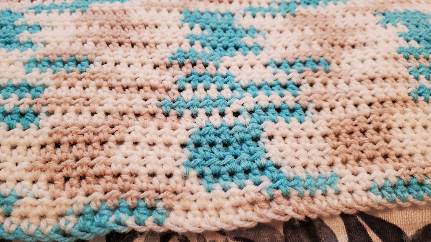 Hdc Blue/Gray/White Afghan
