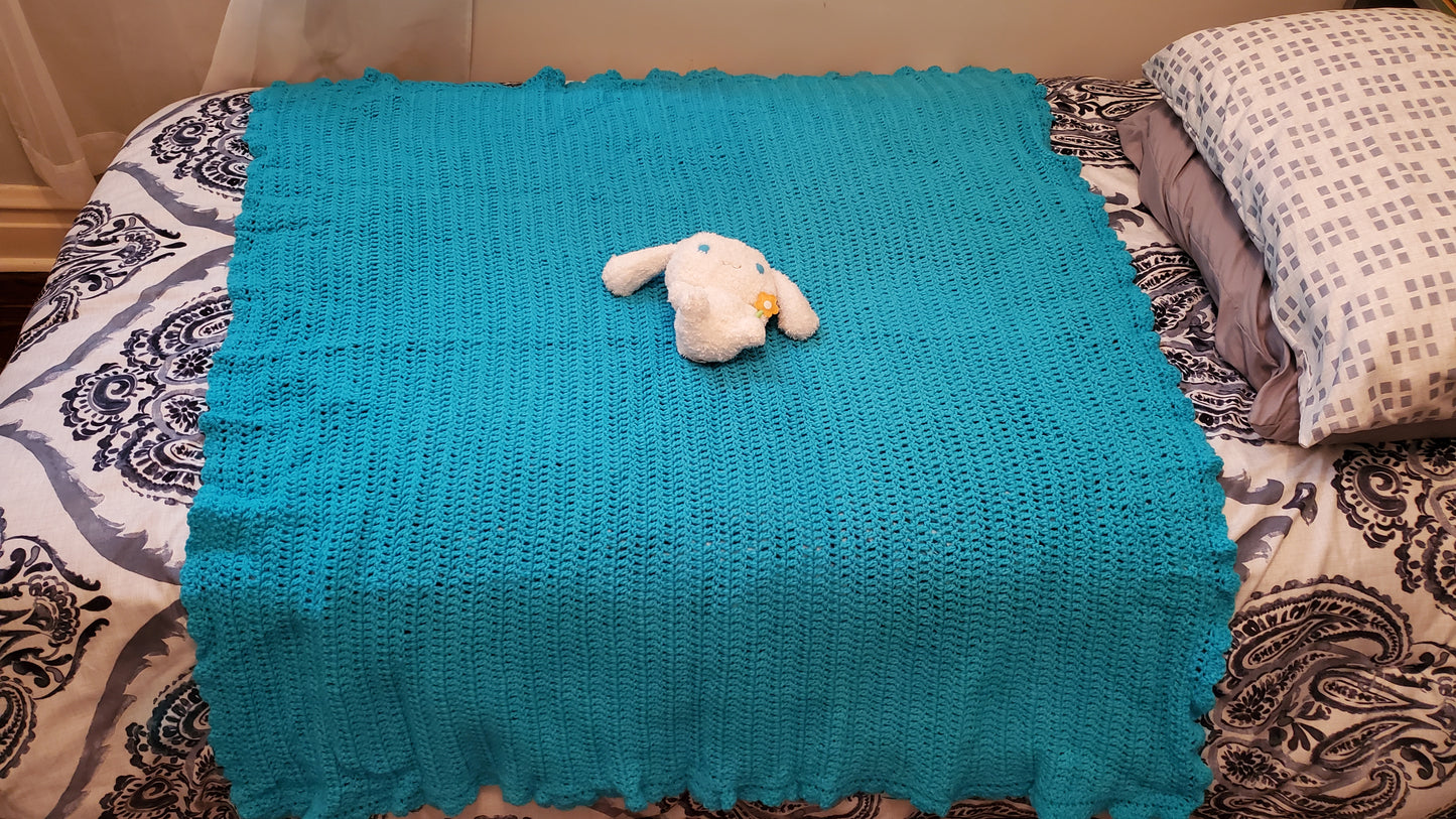 Scallop Edge Blue Afghan