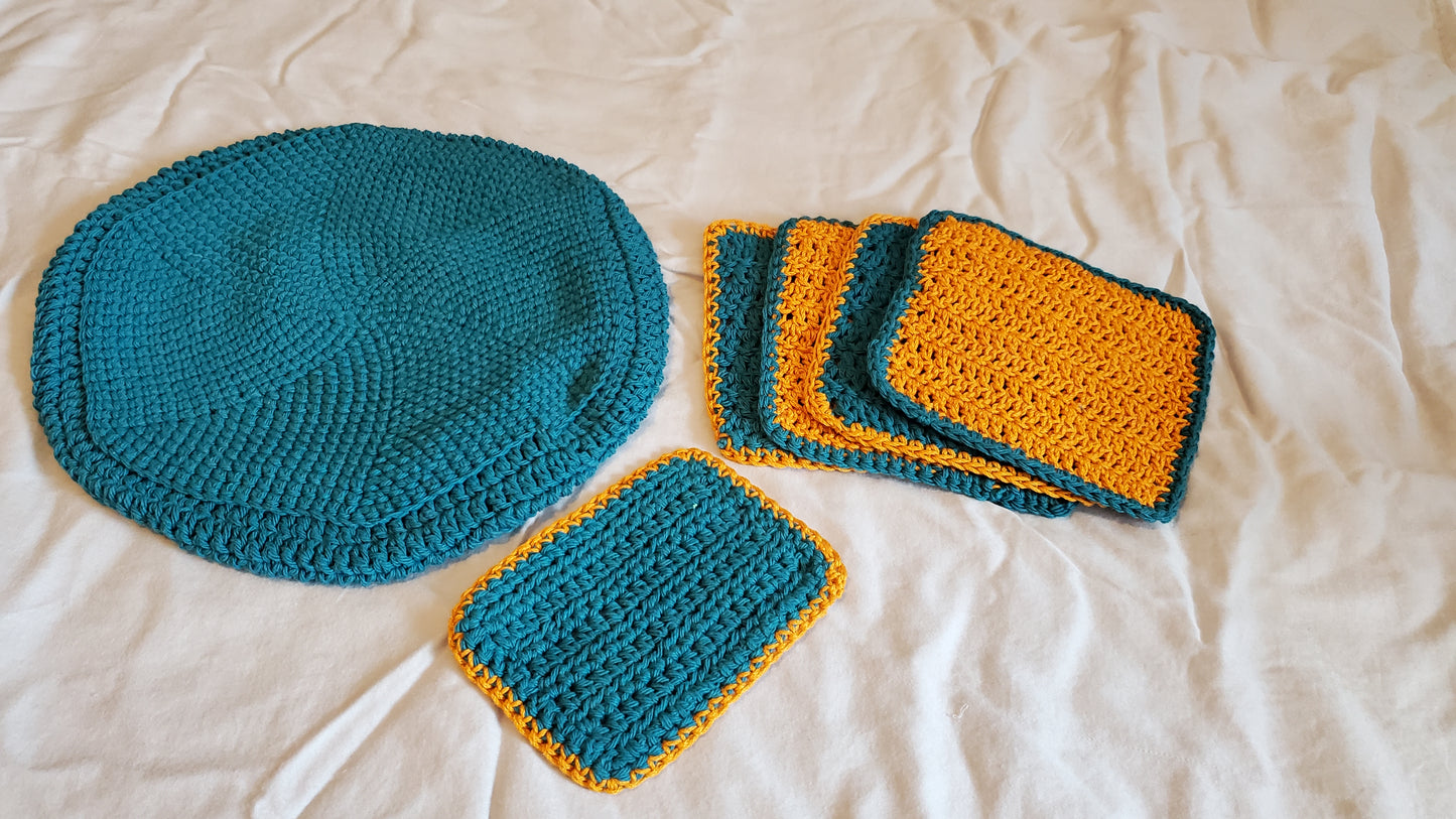 Blue and Gold Fruit Bowl Set