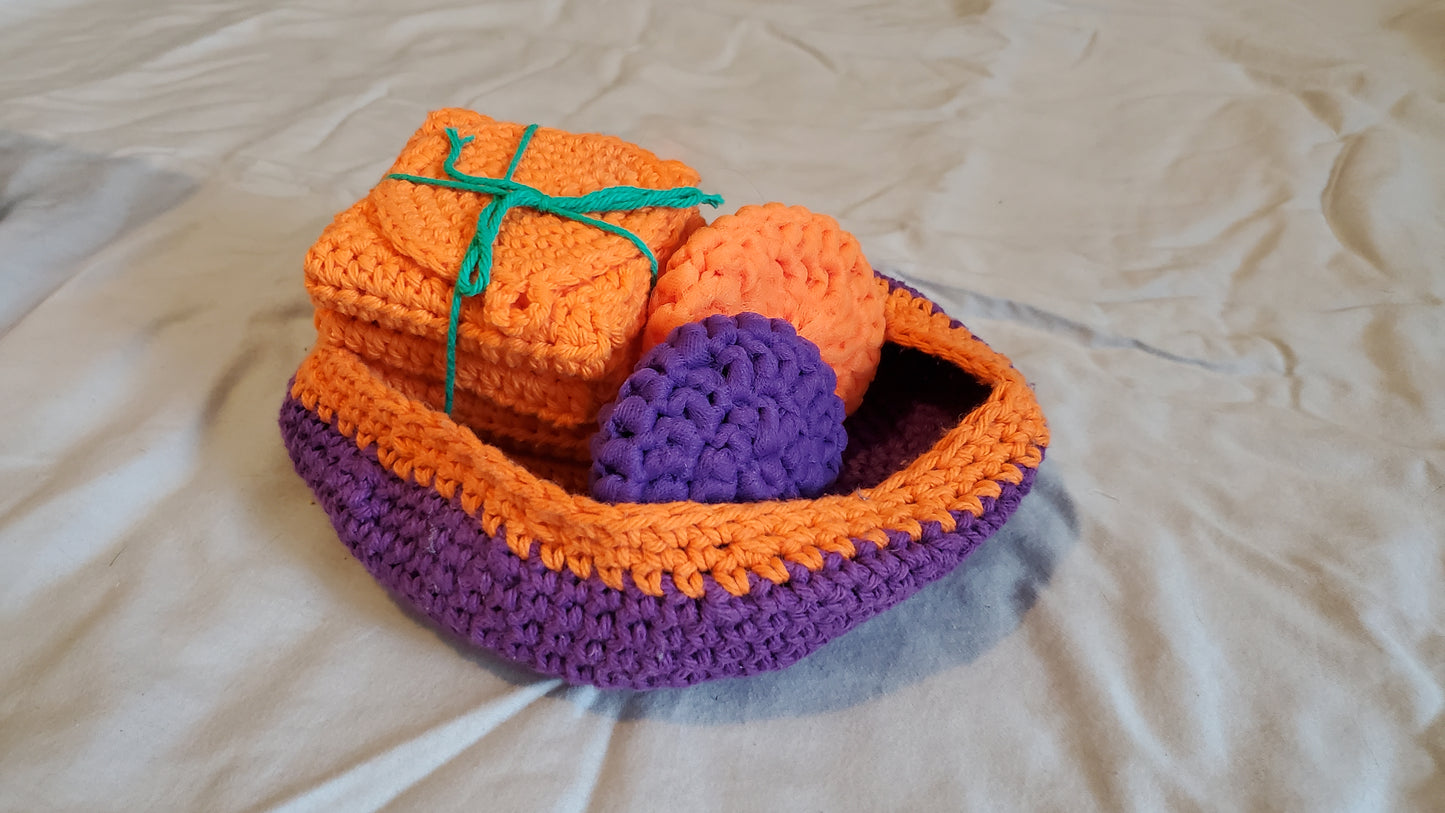 Orange and Purple Fruit Bowl Set