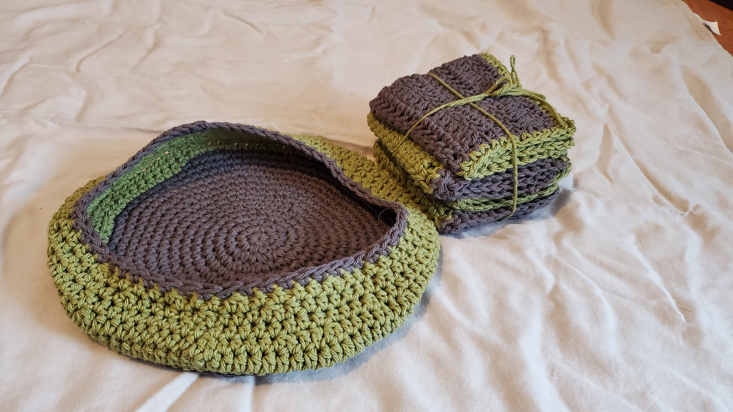 Green and Gray Fruit Bowl Set