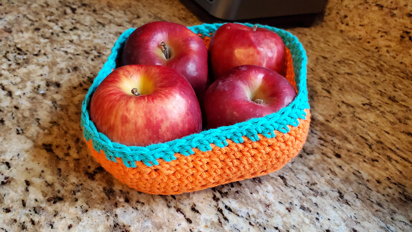 Small Orange and Blue Fruit Bowl