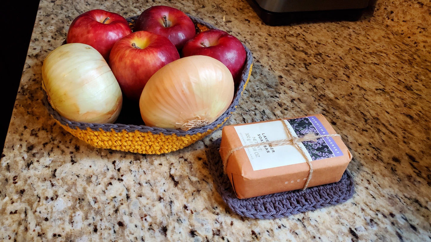 Gold and Gray Fruit Bowl Set